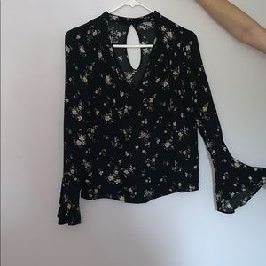 Black floral blouse